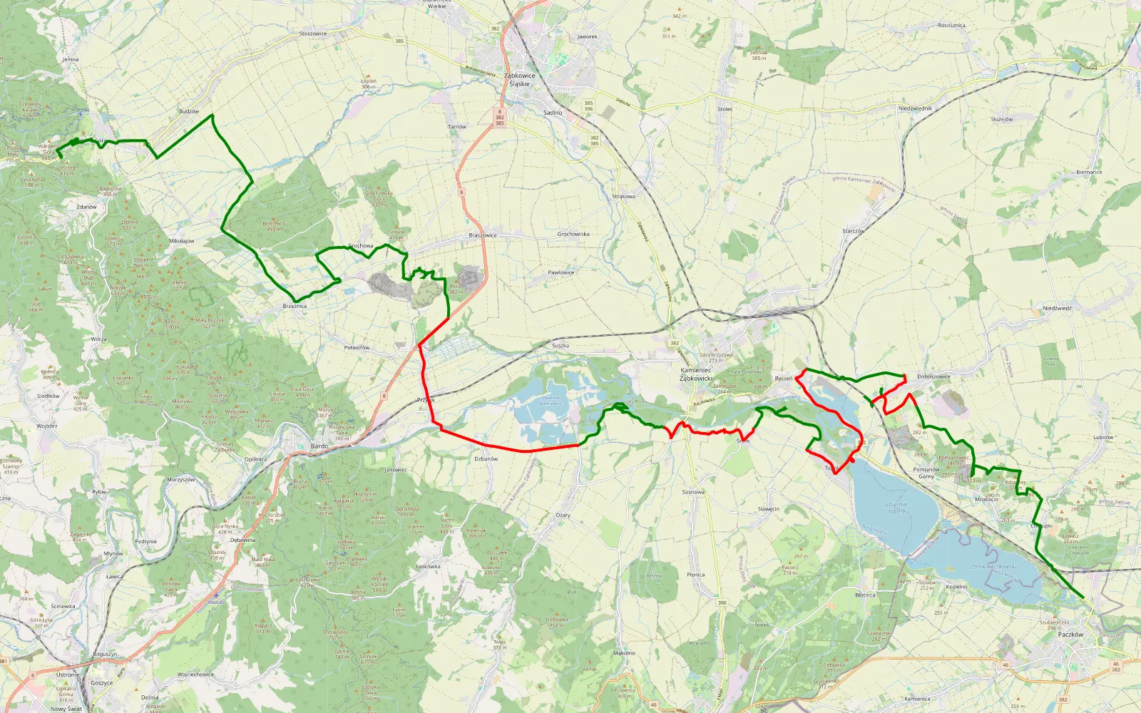 Map of Paczków - Michałków Trasa pod III Regional Overlanding - 43.3 km offroad trail, Ząbkowice Śląskie County