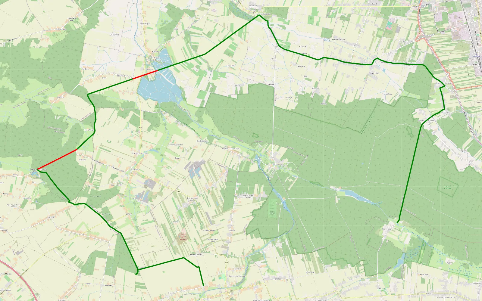 Mapa trasy Osówka - Nowy Staw - 21.5 km trasy offroad, Powiat Lubartowski