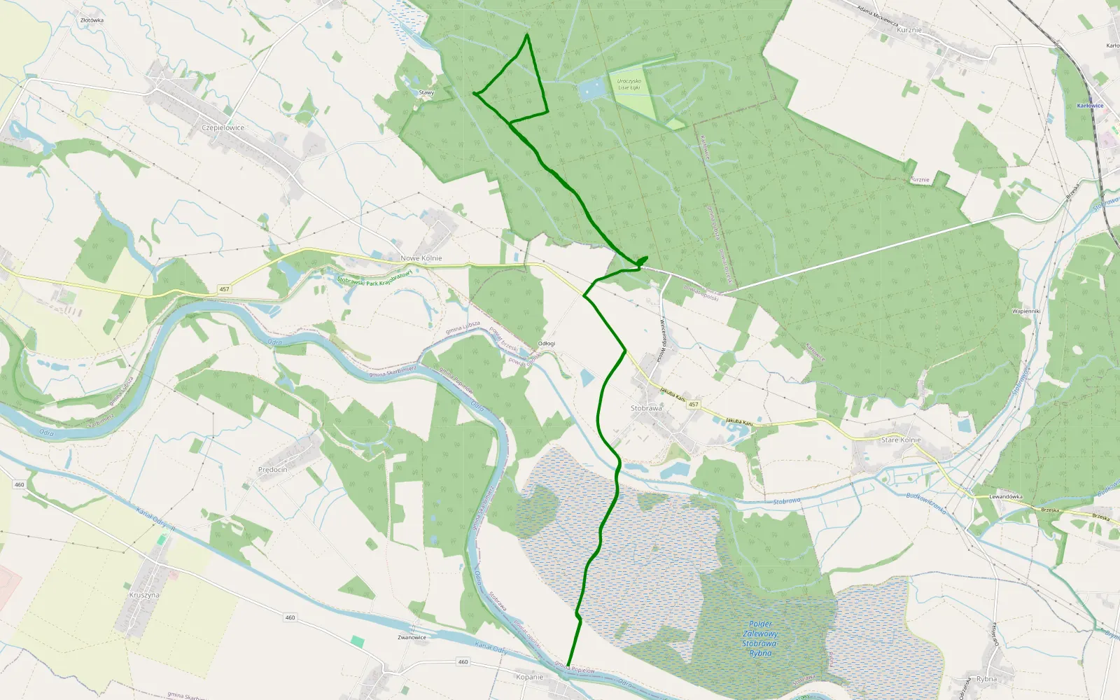 Mapa trasy Stobrawa - 7.8 km trasy offroad, Powiat Brzeski