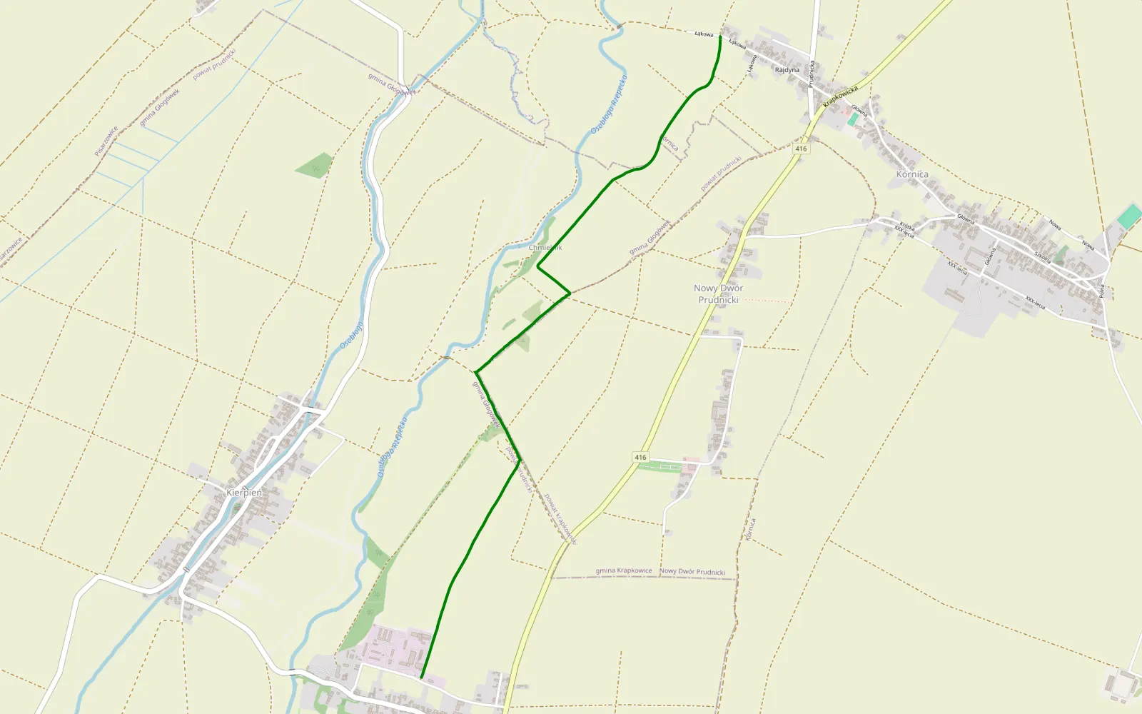 Mapa trasy Rzepcze - Kórnica - 3.8 km trasy offroad, Powiat Prudnicki