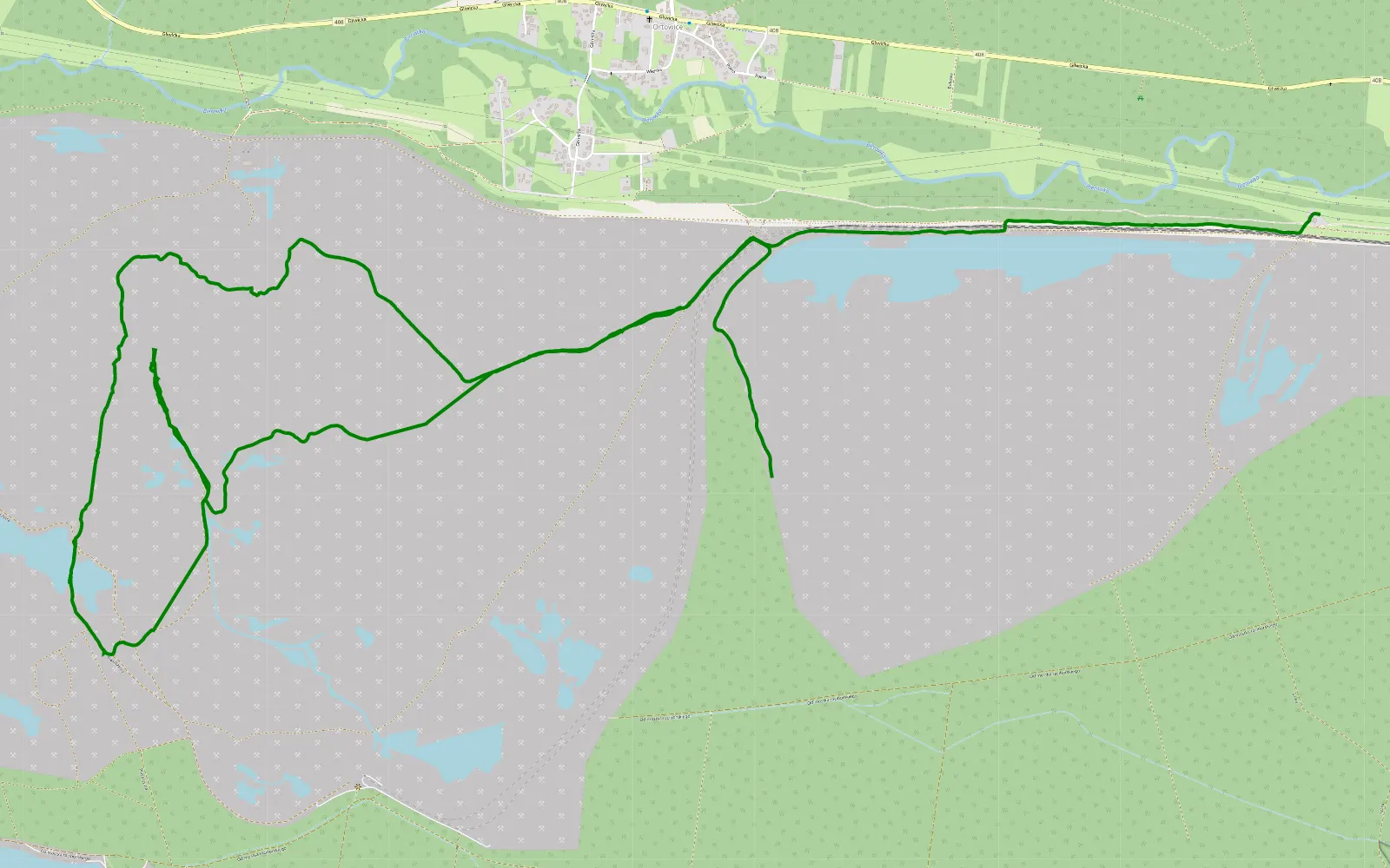 Mapa trasy Ortowice - Kotlarnia - 11 km trasy offroad, Powiat Kędzierzyńsko-kozielski
