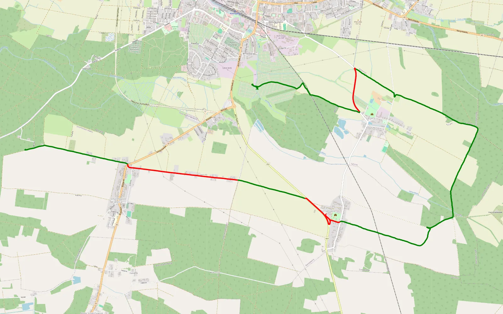 Map of Namysłów - Smarchowice Wielkie - 15.8 km offroad trail, Namysłów County