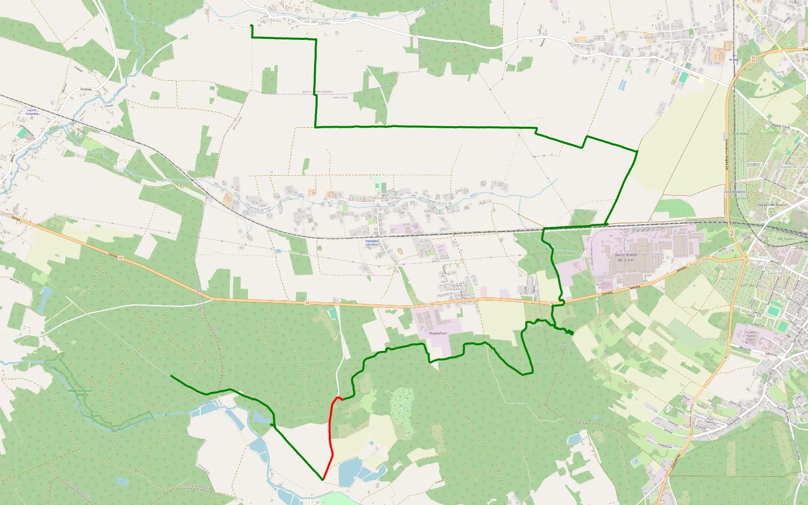 Map of Suchleb - Górka - 15.7 km offroad trail, Żary County