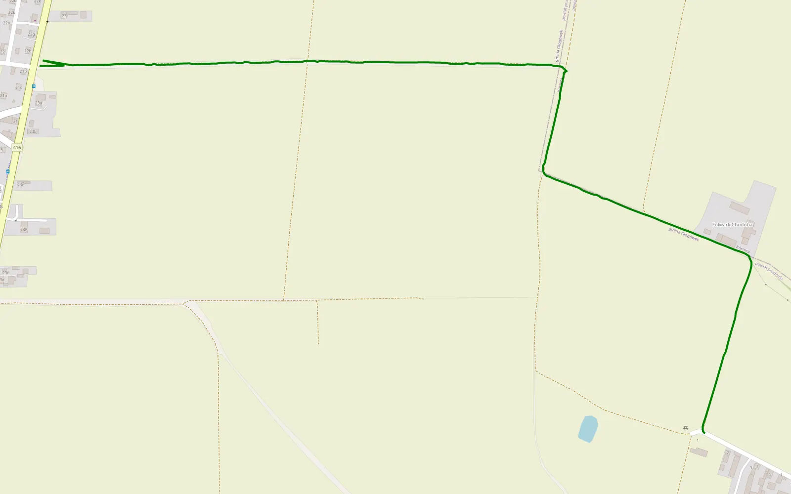 Mapa trasy Start - 2 km trasy offroad, Powiat Prudnicki