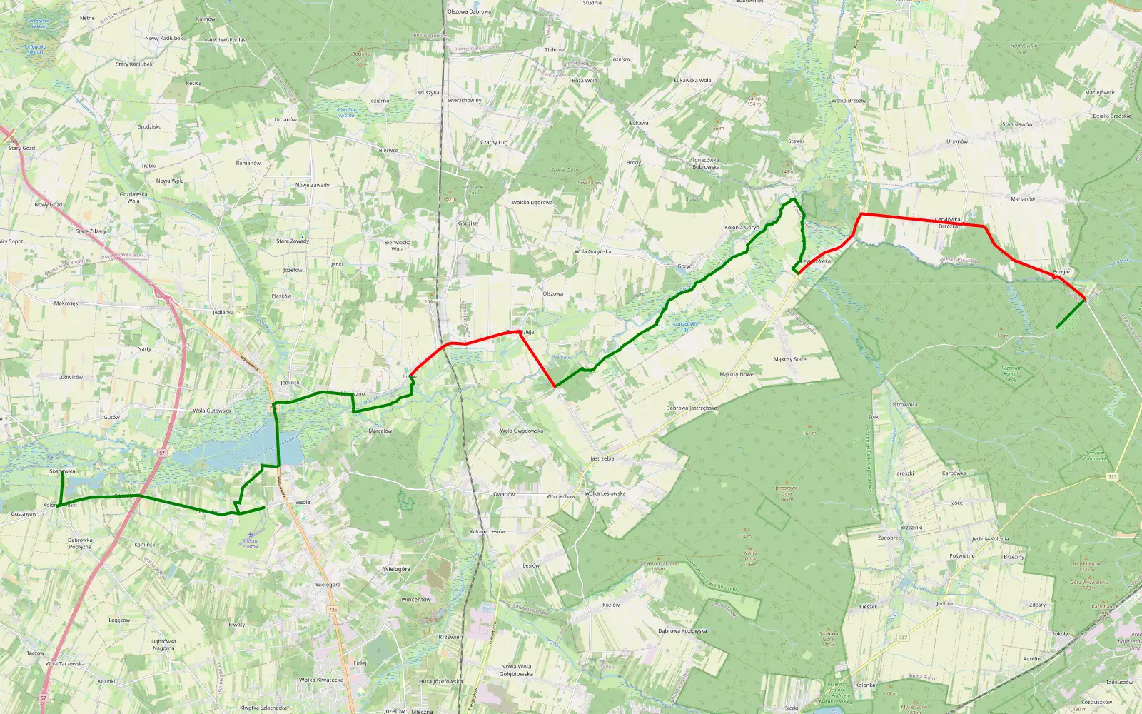 Map of Z daleka od cywilizacji Nr1 - 27.3 km offroad trail, Radom County