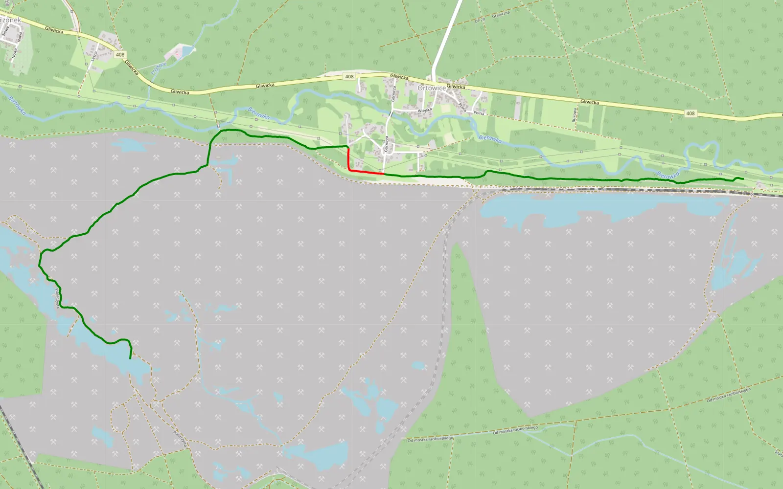 Mapa trasy Os 3 - polana przy leśniczówce - 6.1 km trasy offroad, Powiat Kędzierzyńsko-kozielski