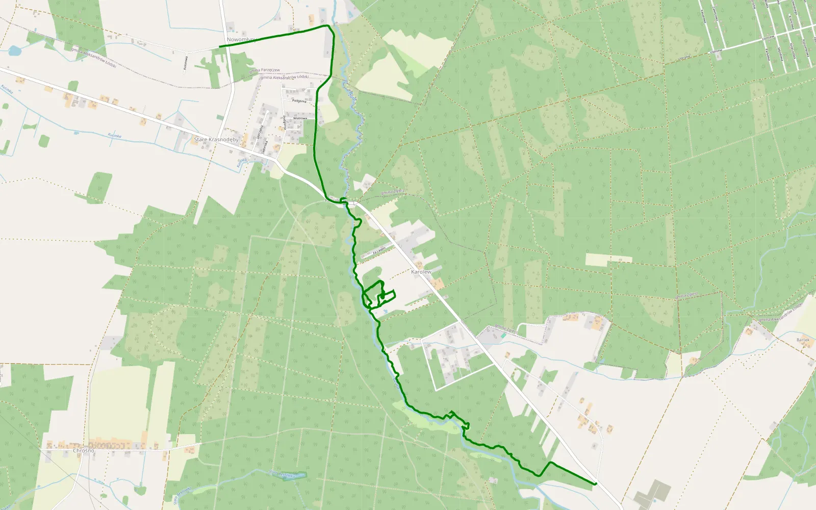 Map of Karolew kleszcze - 6.1 km offroad trail, Zgierz County