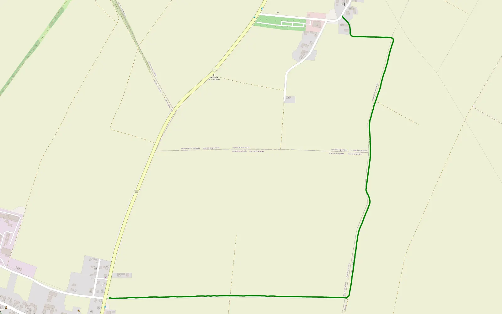 Mapa trasy Odcinek1 - 2.3 km trasy offroad, Powiat Krapkowicki
