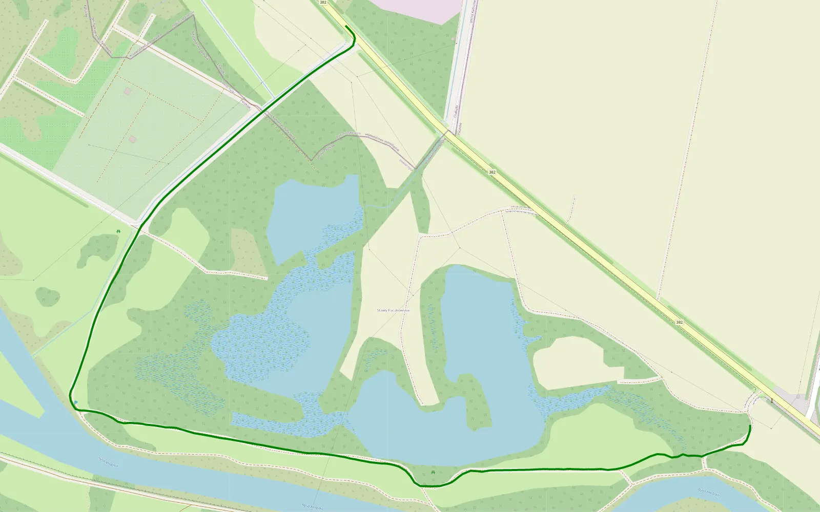 Map of Paczków / droga przy zalewie - 1.1 km offroad trail, Nysa County