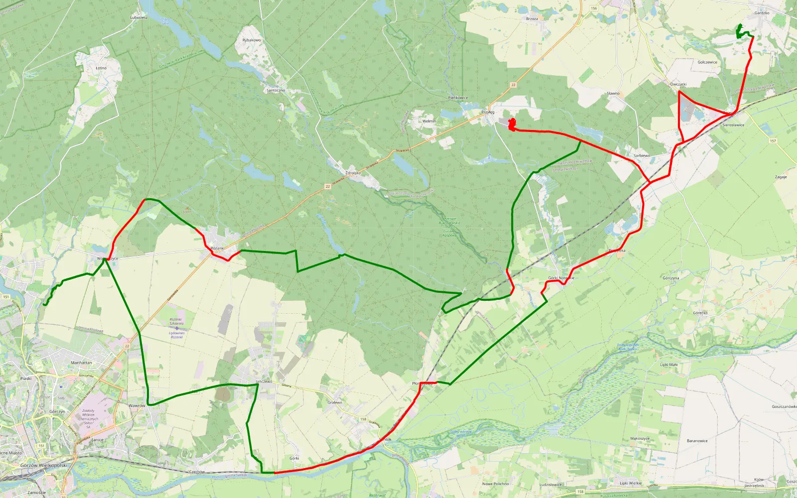 Map of Lubuski Armagedon 2025 - 77.8 km offroad trail, Strzelce-Drezdenko County