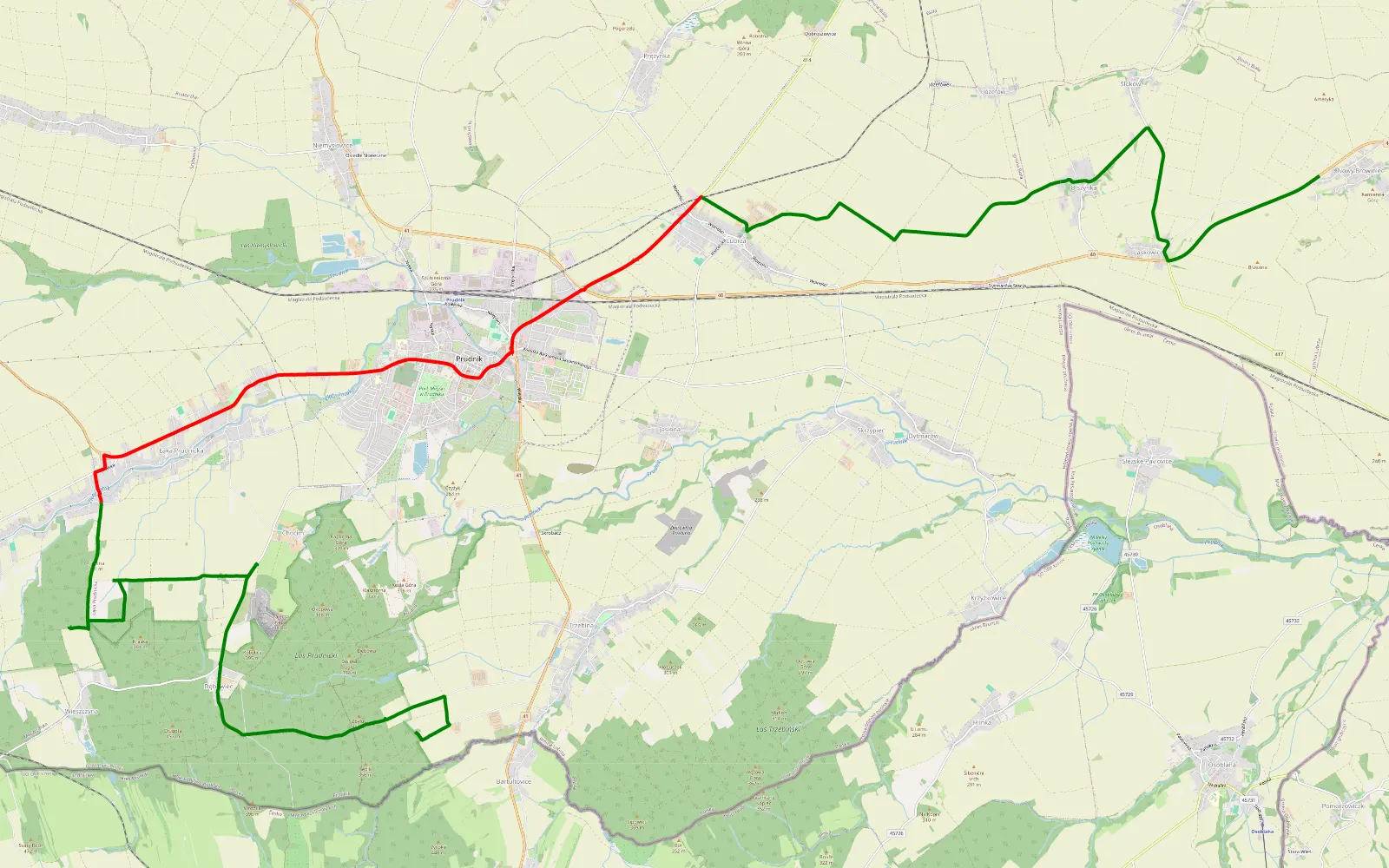 Mapa trasy Niedzwiedz - Nowy Browiniec - 20.1 km trasy offroad, Powiat Prudnicki