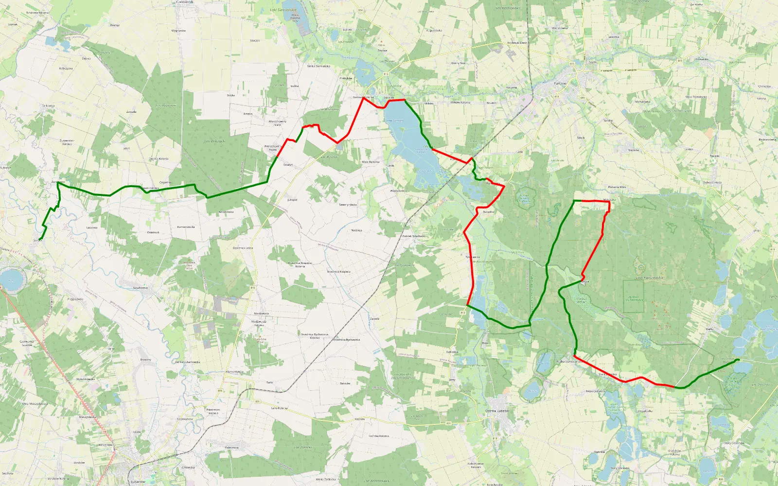 Mapa trasy Białka - Serock - 59.9 km trasy offroad, Powiat Parczewski