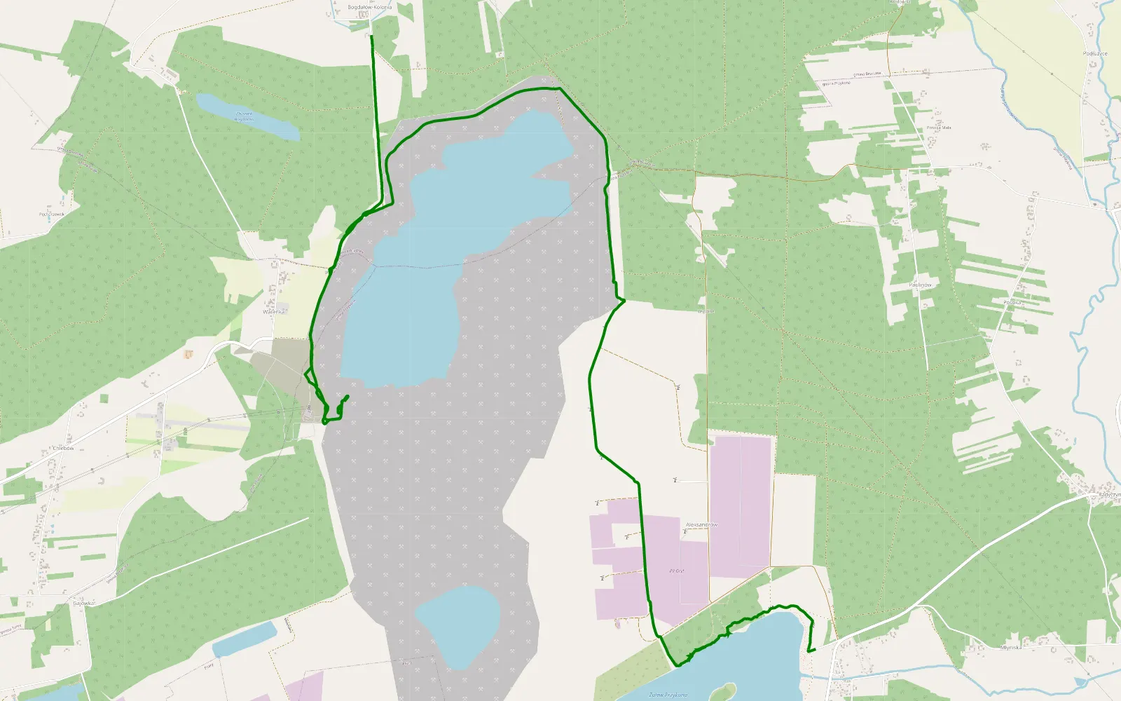 Mapa trasy Słomów Kościelny - Kolonia Bogdałów - 15.3 km trasy offroad, Powiat Turecki