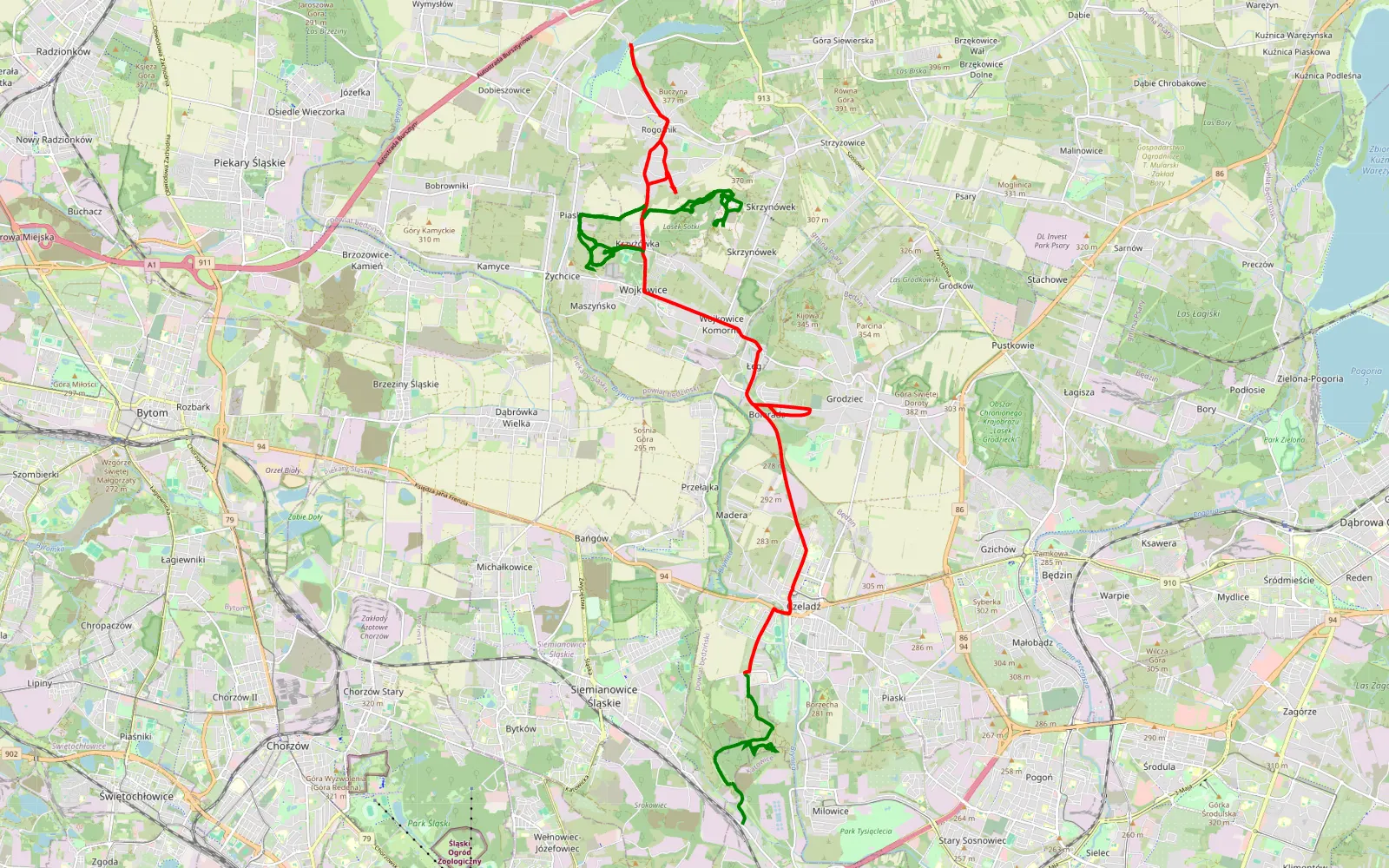 Map of Czeladź Rogożnik - 43.1 km offroad trail, Będzin County
