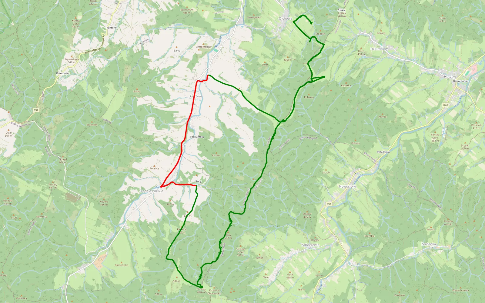 Map of Trasa Zagórz że szwagrem - 27.1 km offroad trail, Sanok County