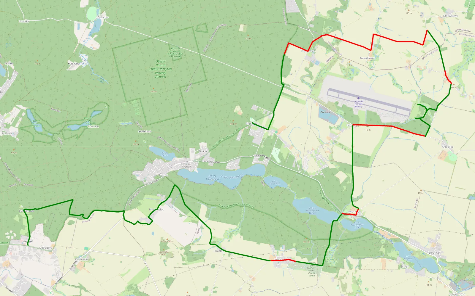 Map of Stęszewko - Dębogóra - 30 km offroad trail, Poznań County
