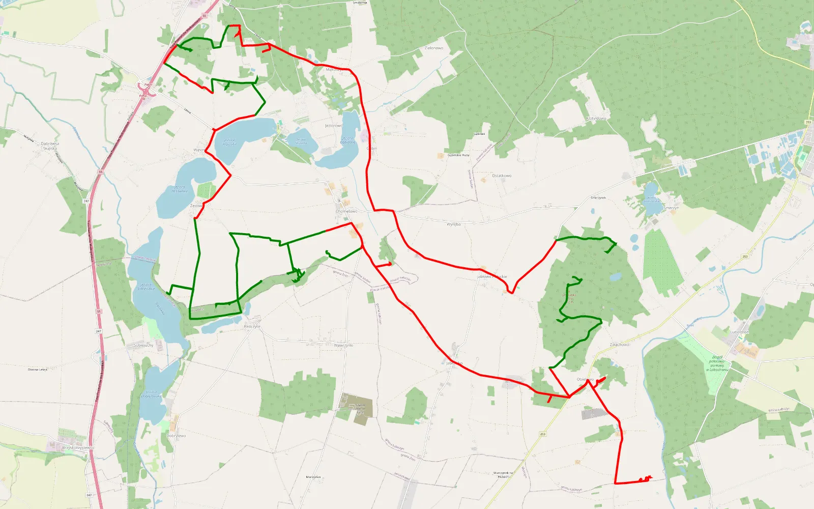 Map of Jabłowo Pałuckie - 58.1 km offroad trail, Nakło County