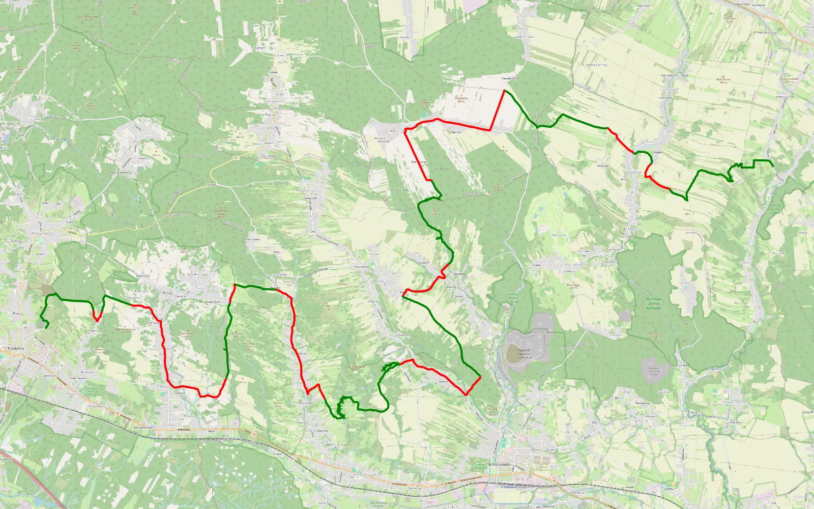 Map of Trzebinia - Łazy - 47.8 km offroad trail, Kraków County