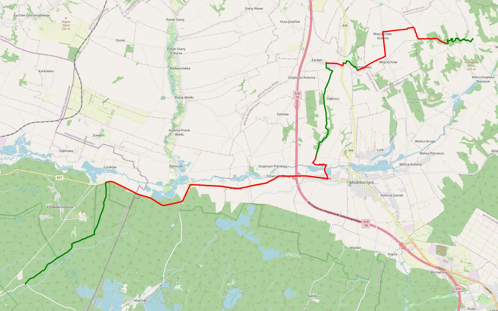 Mapa trasy V Zlot Jeep KK vol.1 - 30.2 km trasy offroad, Powiat Janowski