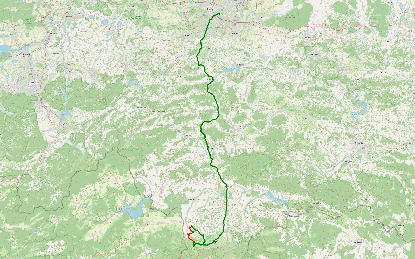 Map of Zakopane - Płaszów - 21.6 km offroad trail, Tatra County