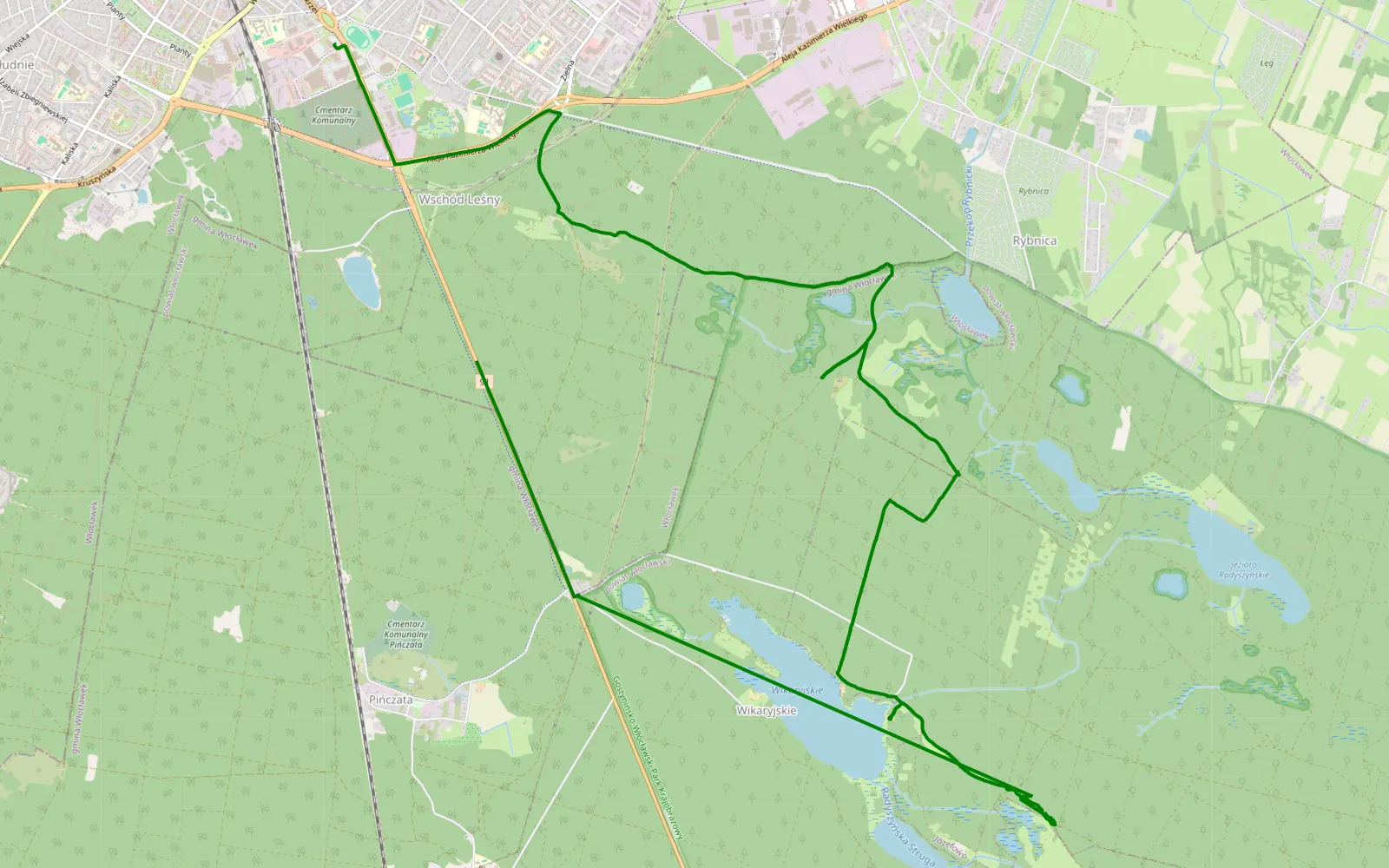 Mapa trasy Włocławek - Pinczata - 10.2 km trasy offroad, Powiat Włocławski