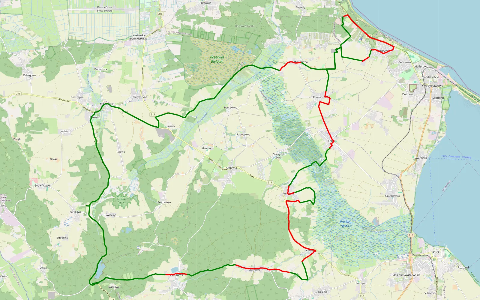 Map of Dąbrowa-Dąbrowa - 48 km offroad trail, Puck County
