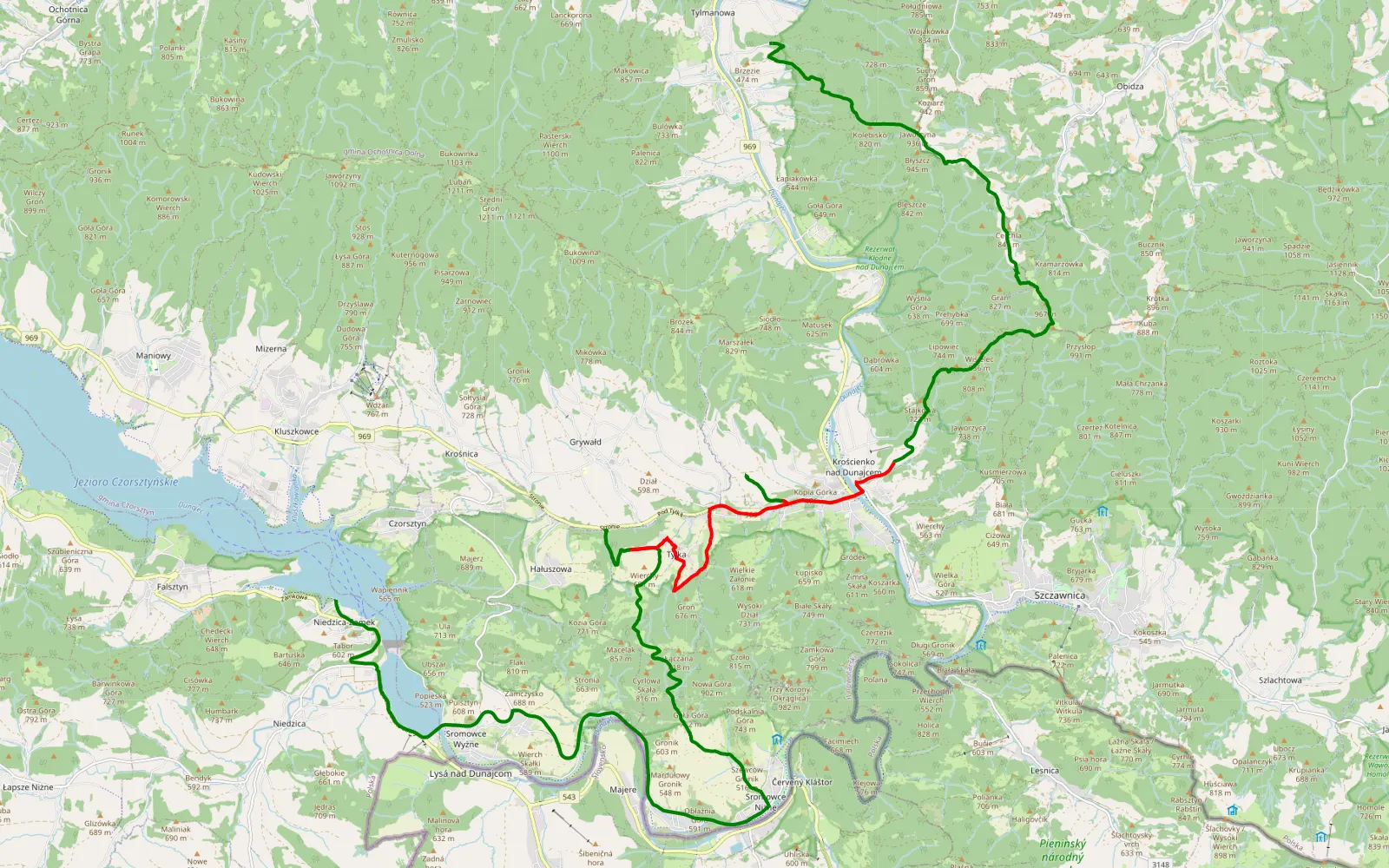 Map of Zamek - Tylmanowa - 30.5 km offroad trail, Nowy Targ County
