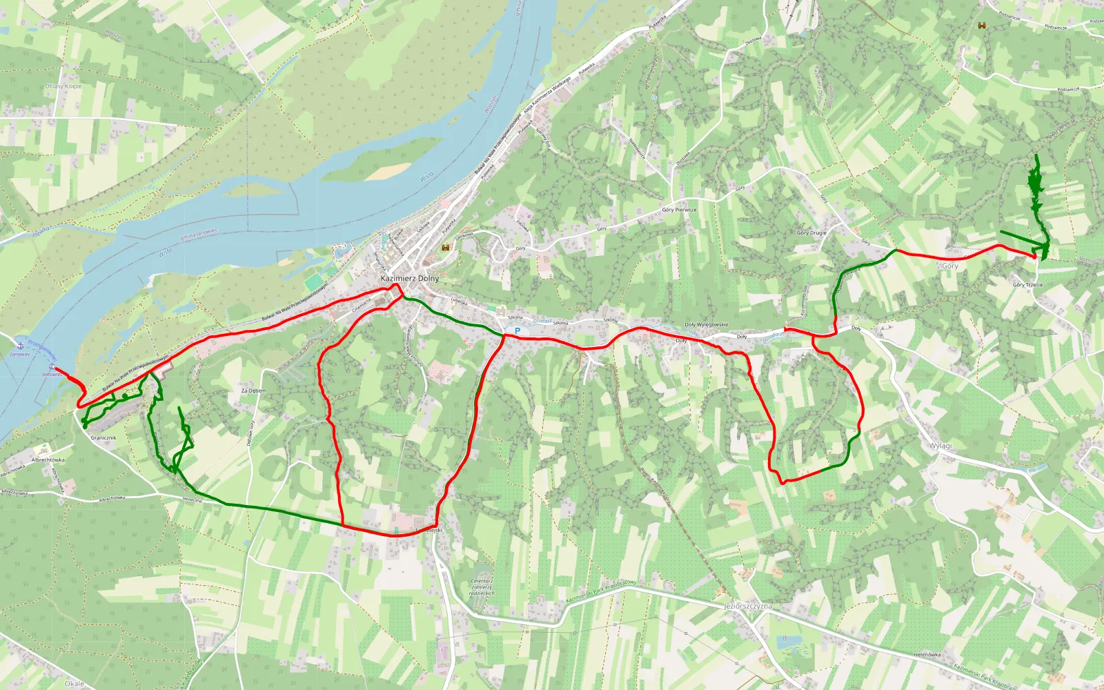Mapa trasy Kazimierz RR P38 - 20.6 km trasy offroad, Powiat Puławski