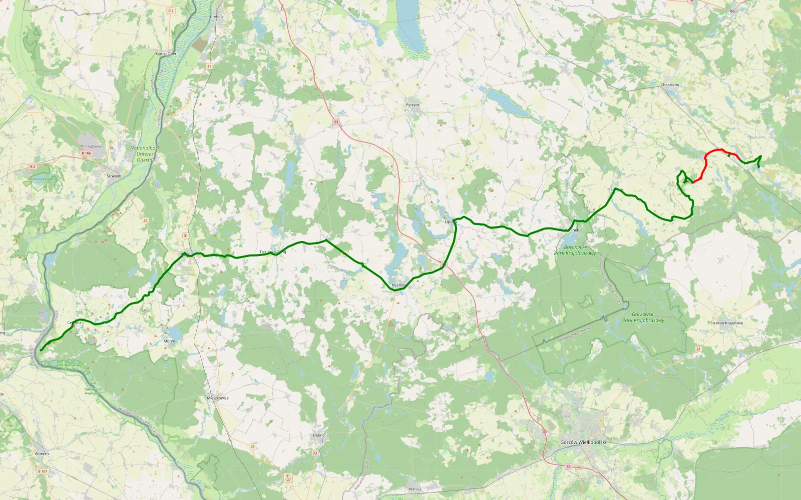 Mapa trasy Lost in Poland 25 - 22.7 km trasy offroad, Powiat Choszczeński