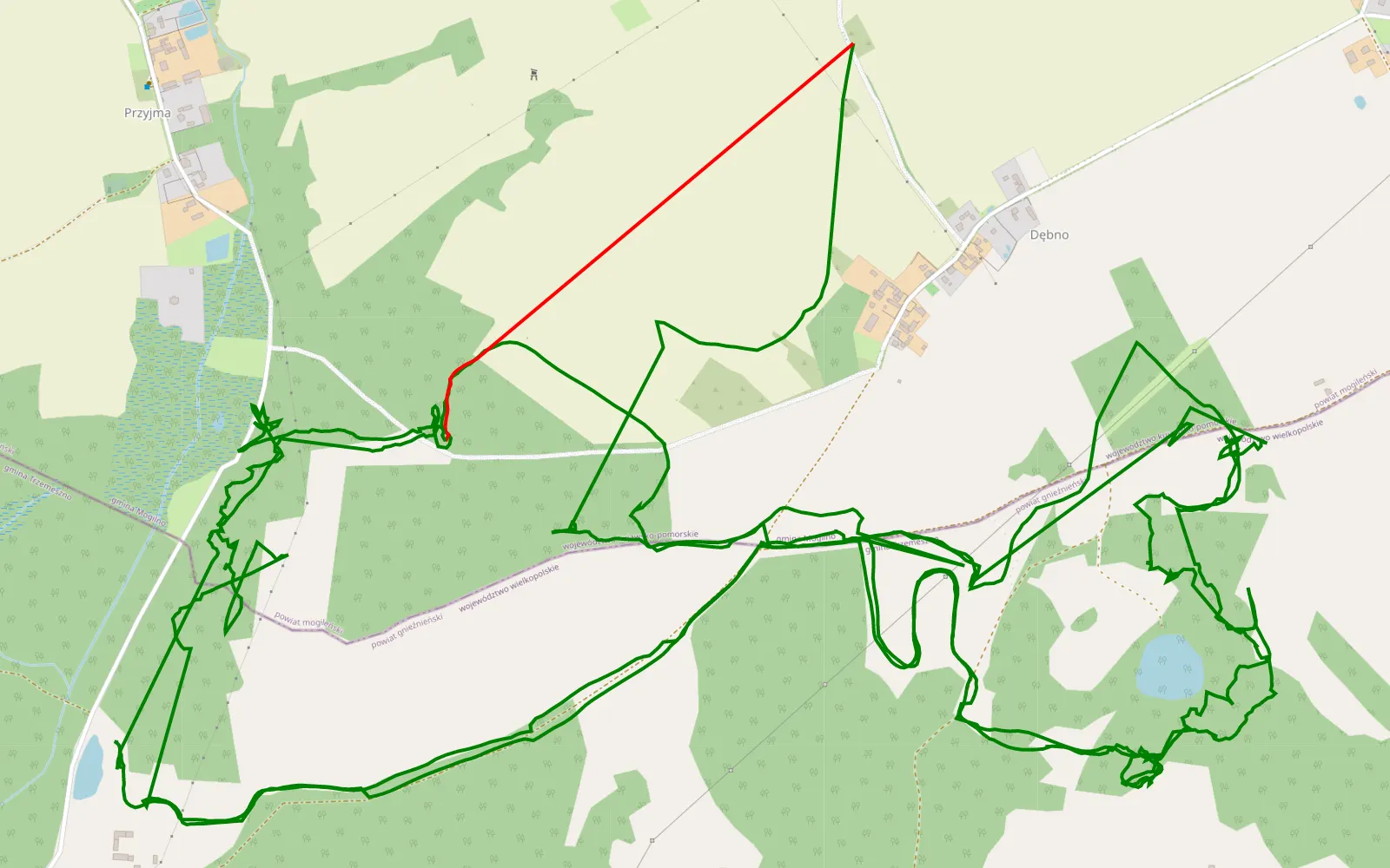 Map of King 2 na raz - 18.1 km offroad trail, Gniezno County