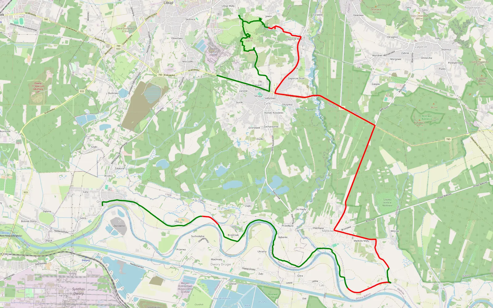 Map of Gromiec - Zagórze oglffroad - 23.3 km offroad trail, Chrzanów County