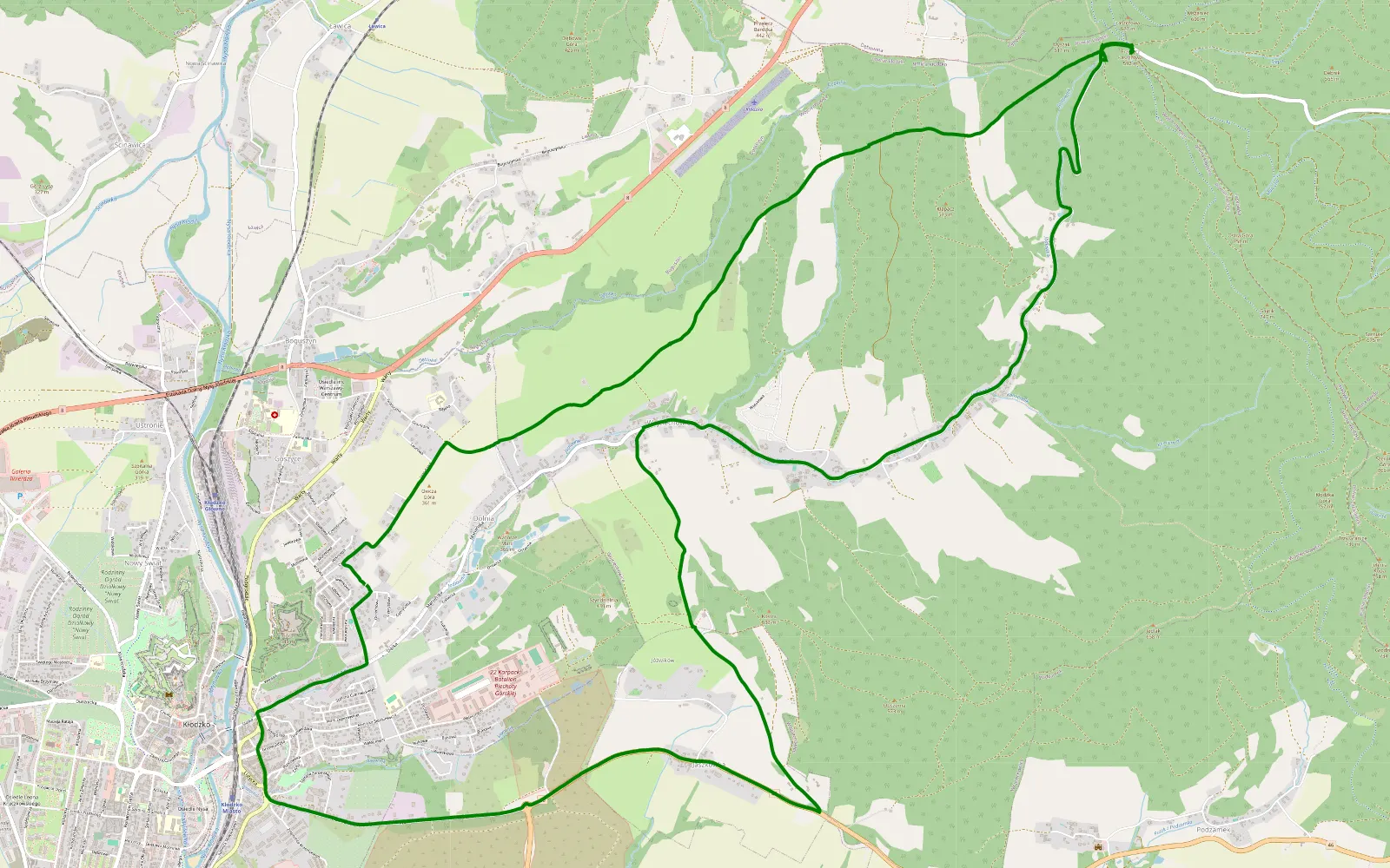 Mapa trasy Kłodzko - 5.7 km trasy offroad, Powiat Kłodzki