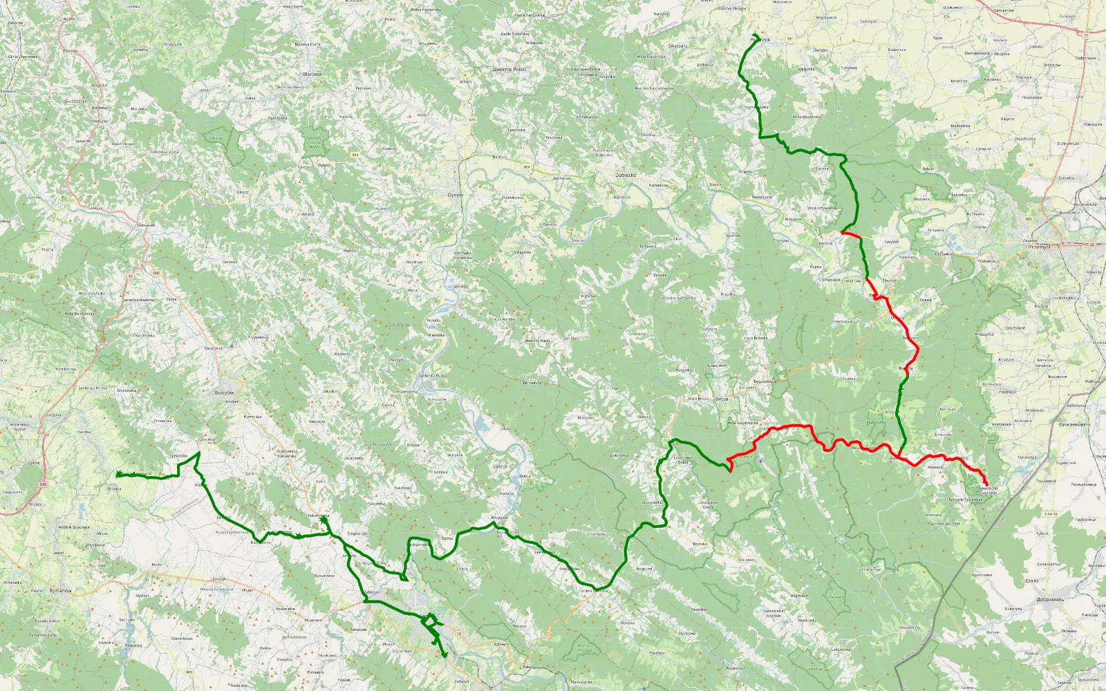 Map of Pruchnik - Trześniów - 67.3 km offroad trail, Przemyśl County