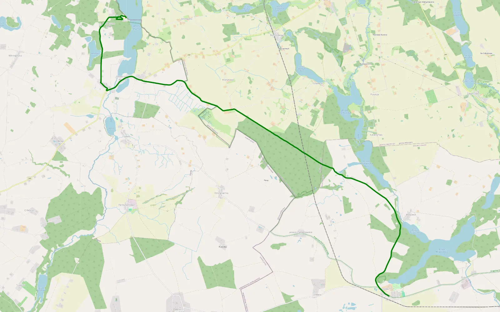 Map of Witosław - Górowatki - 7.4 km offroad trail, Sępólno County
