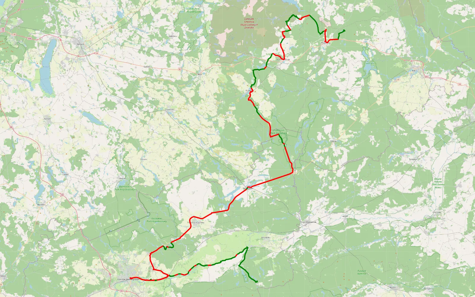 Map of Lubiatów - Nowe Laski - 211.3 km offroad trail, Strzelce-Drezdenko County