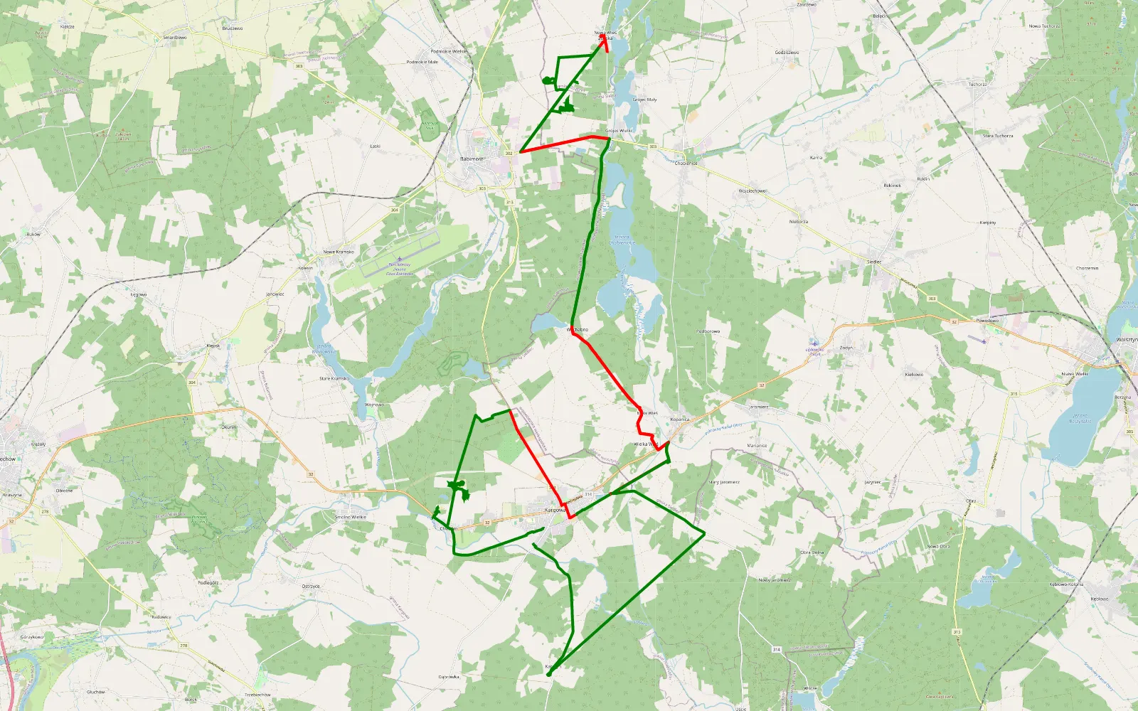 Mapa trasy Kargowa - 64 km trasy offroad, Powiat Wolsztyński