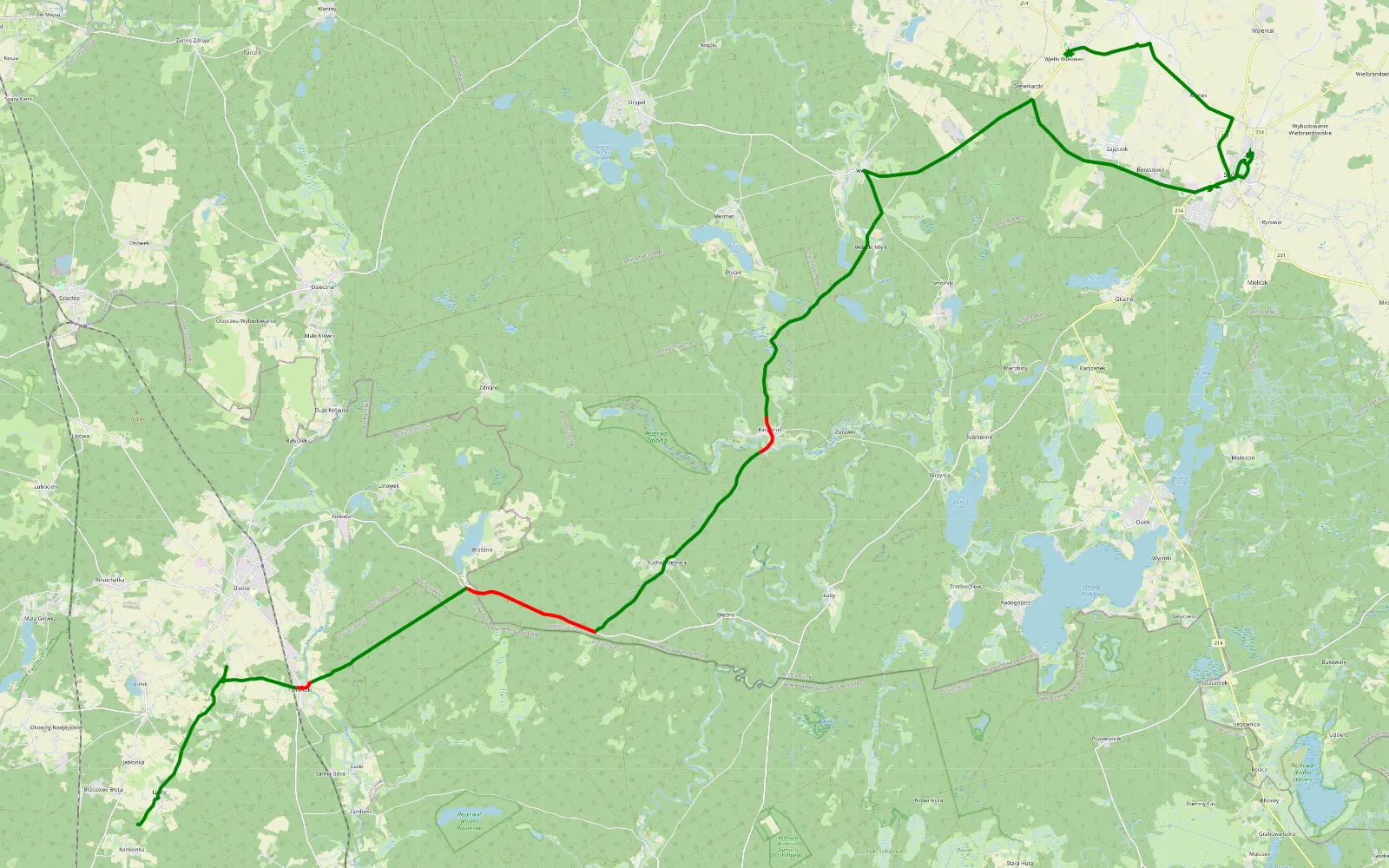 Map of Kamionka-Wielki Bukowiec - 24.8 km offroad trail, Starogard County