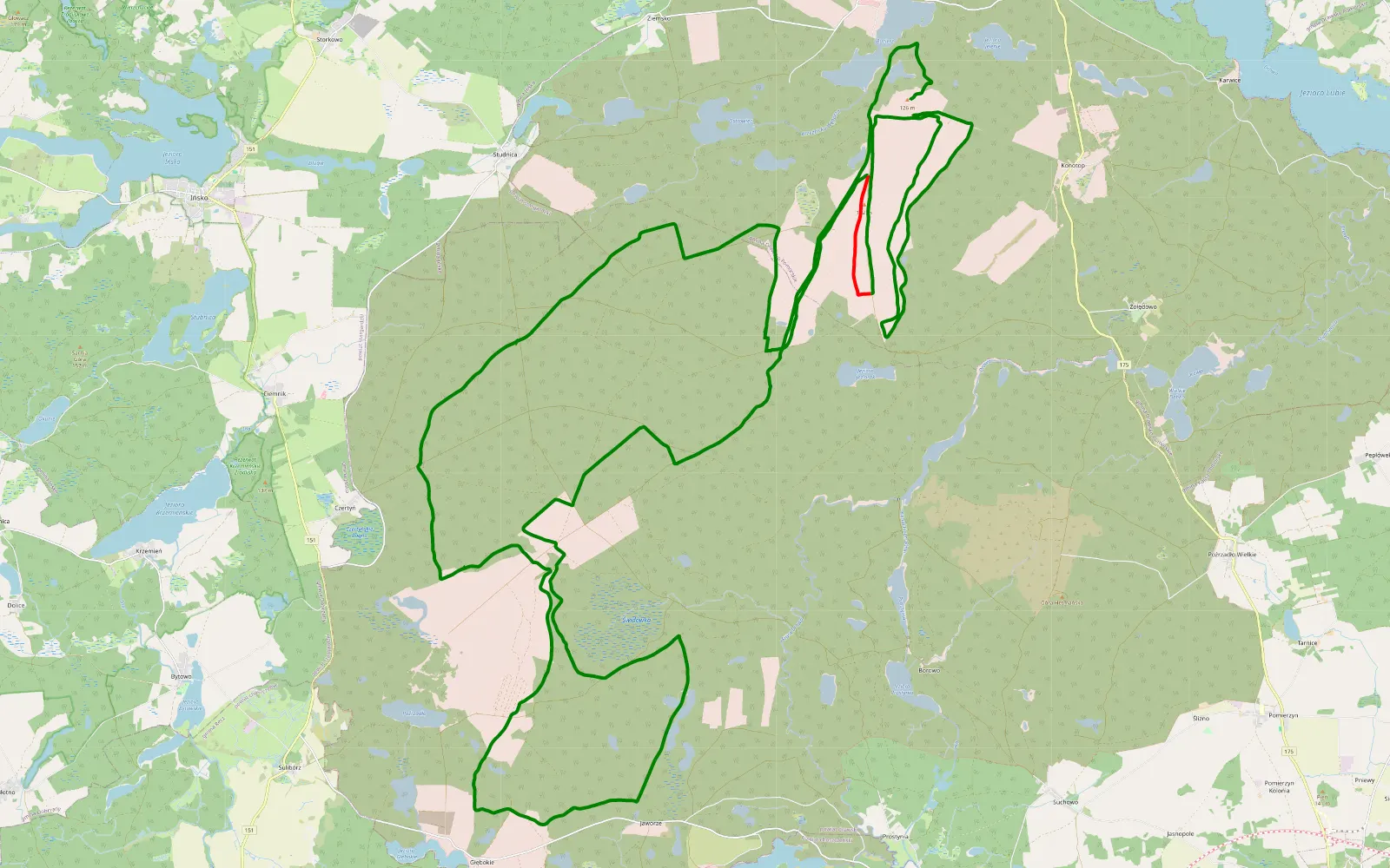 Mapa trasy Drawsko poligon - 80.4 km trasy offroad, Powiat Drawski