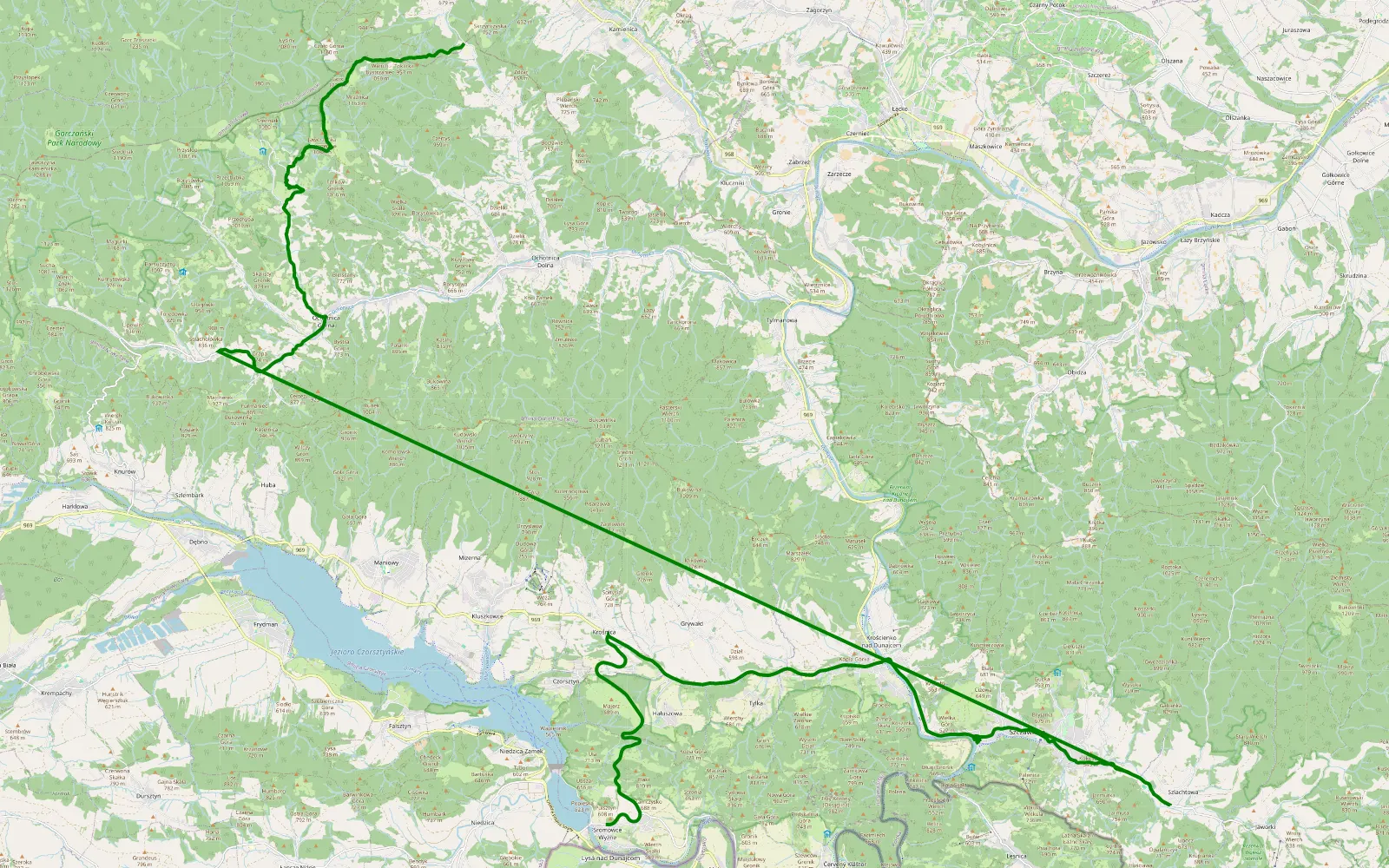Map of Sromowce Wyżne - Przełęcz Wierch Młynne - 6.9 km offroad trail, Nowy Targ County