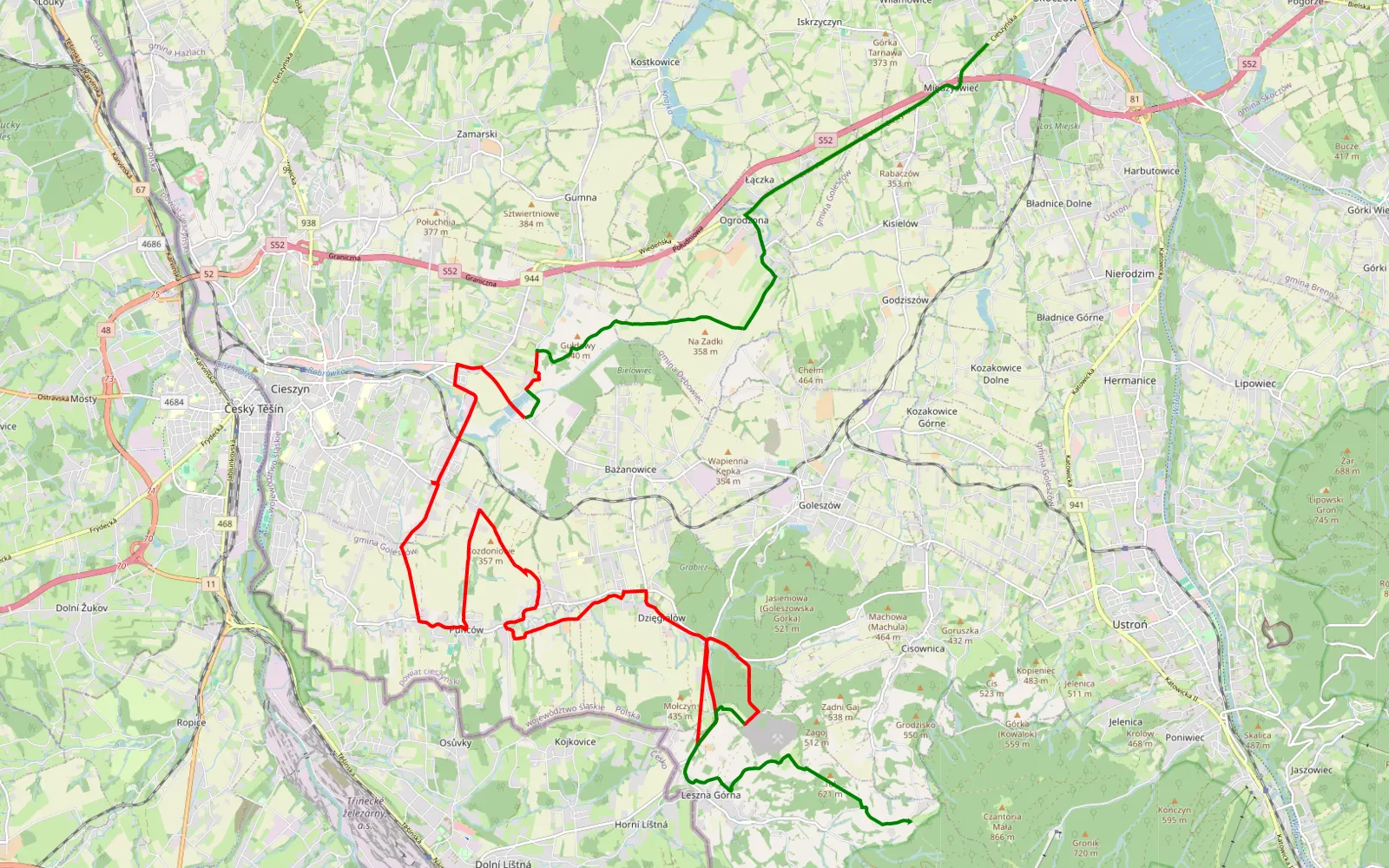 Mapa trasy Lazy Sunday - 24.5 km trasy offroad, Powiat Cieszyński