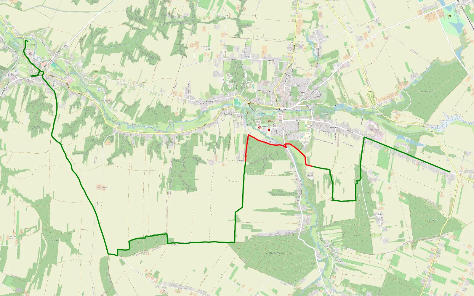 Mapa trasy Sadurki - Wąwolnica - 11.4 km trasy offroad, Powiat Puławski