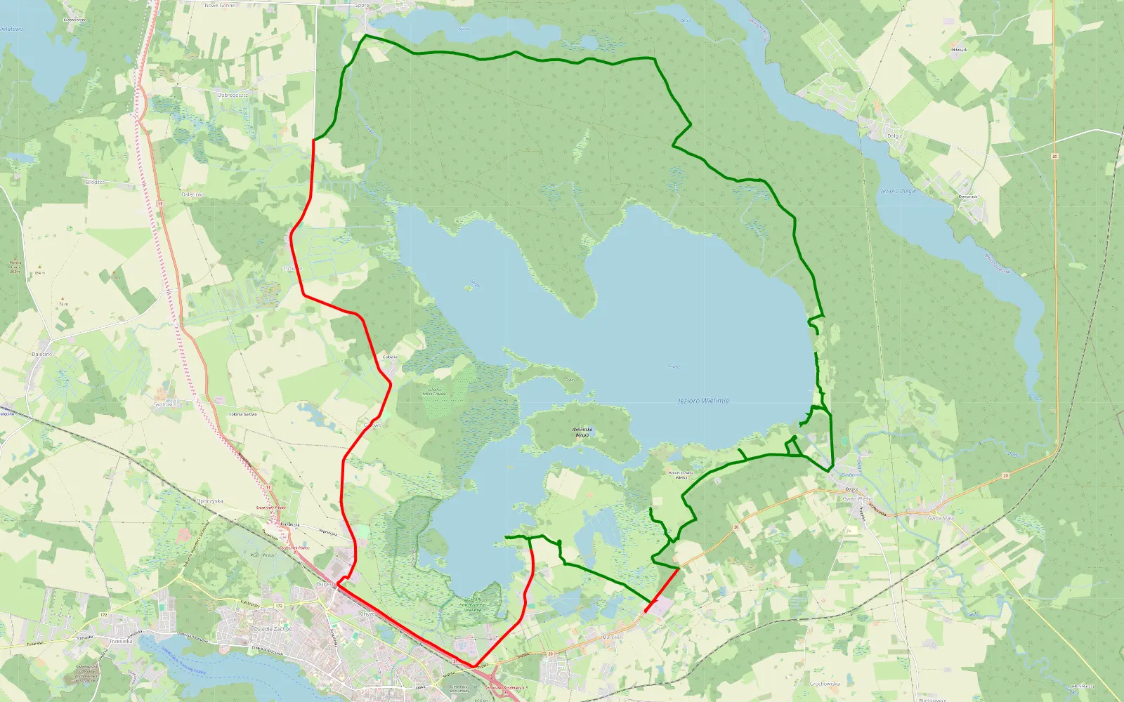 Map of Gwda Wielka - 35.4 km offroad trail, Szczecinek County
