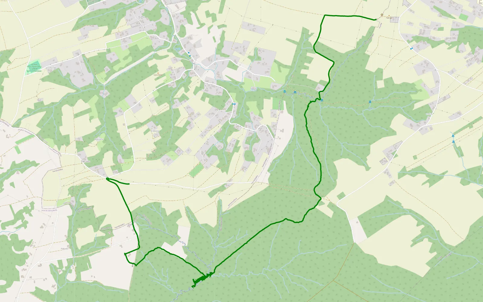 Mapa trasy Handzlówka - Zabratówka - 6.4 km trasy offroad, Powiat Łańcucki