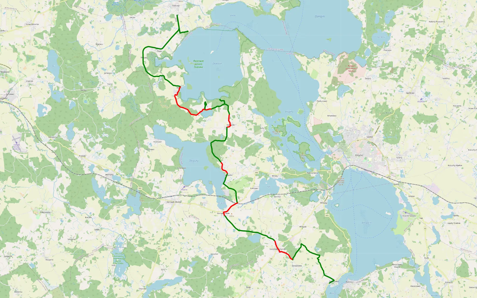 Map of Bogaczewo - Radzieje Rybaczowka - działka - 35.4 km offroad trail, Giżycko County