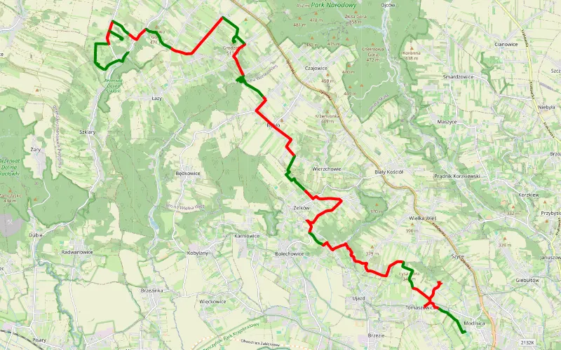 Modlnica - Jaskinia Borsucza - Jaskinia Łabajowa - Łazy