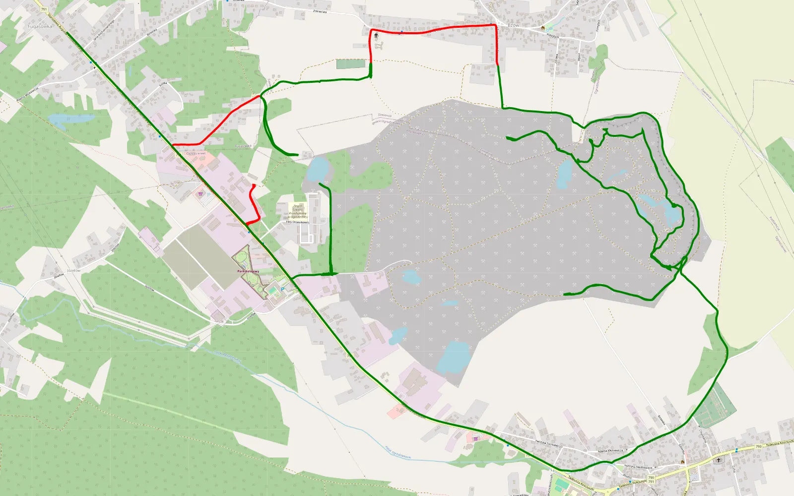 Mapa trasy Fugasówka - 13.2 km trasy offroad, Powiat Zawierciański