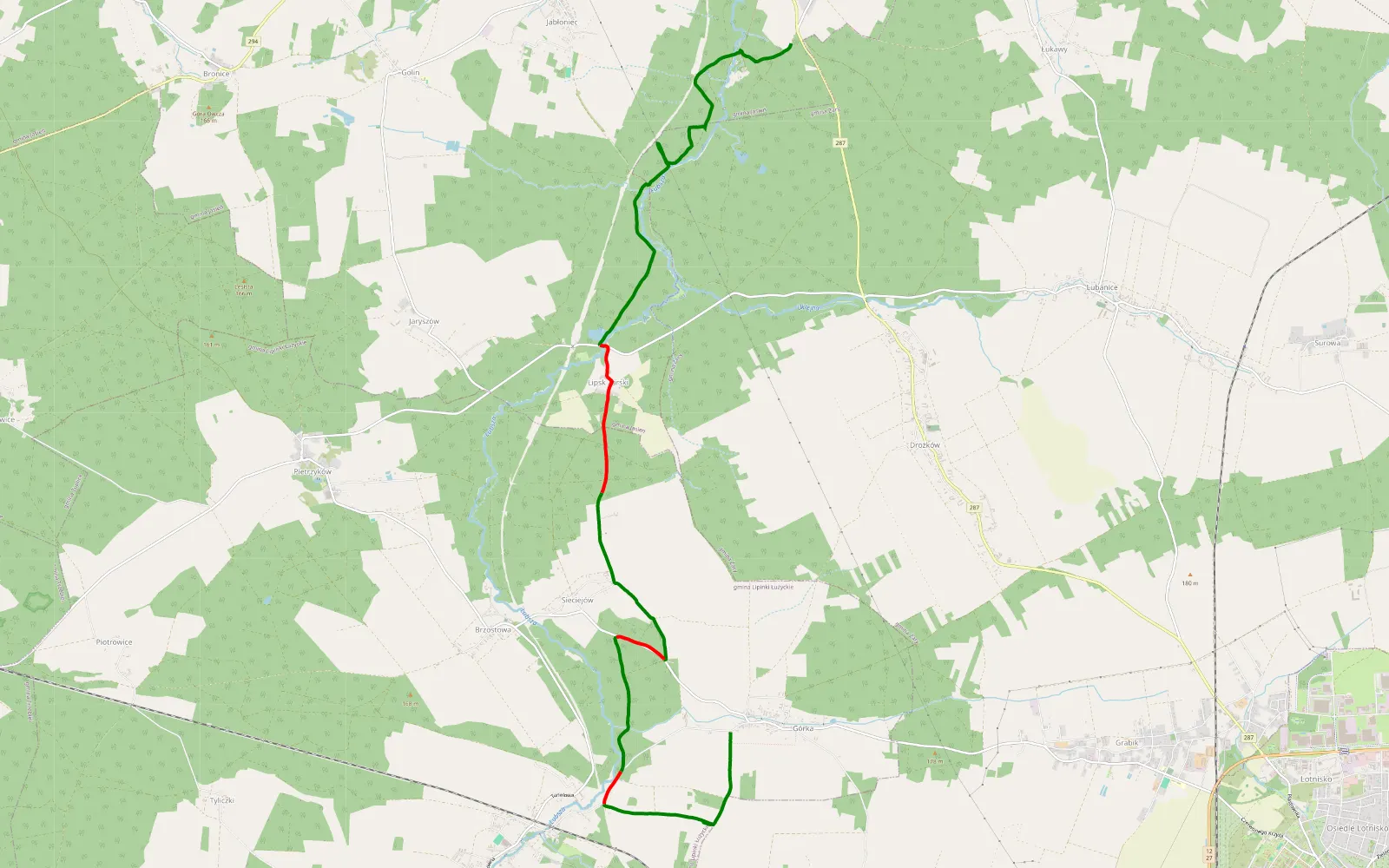 Map of Swibna - Górka - 13.7 km offroad trail, Żary County