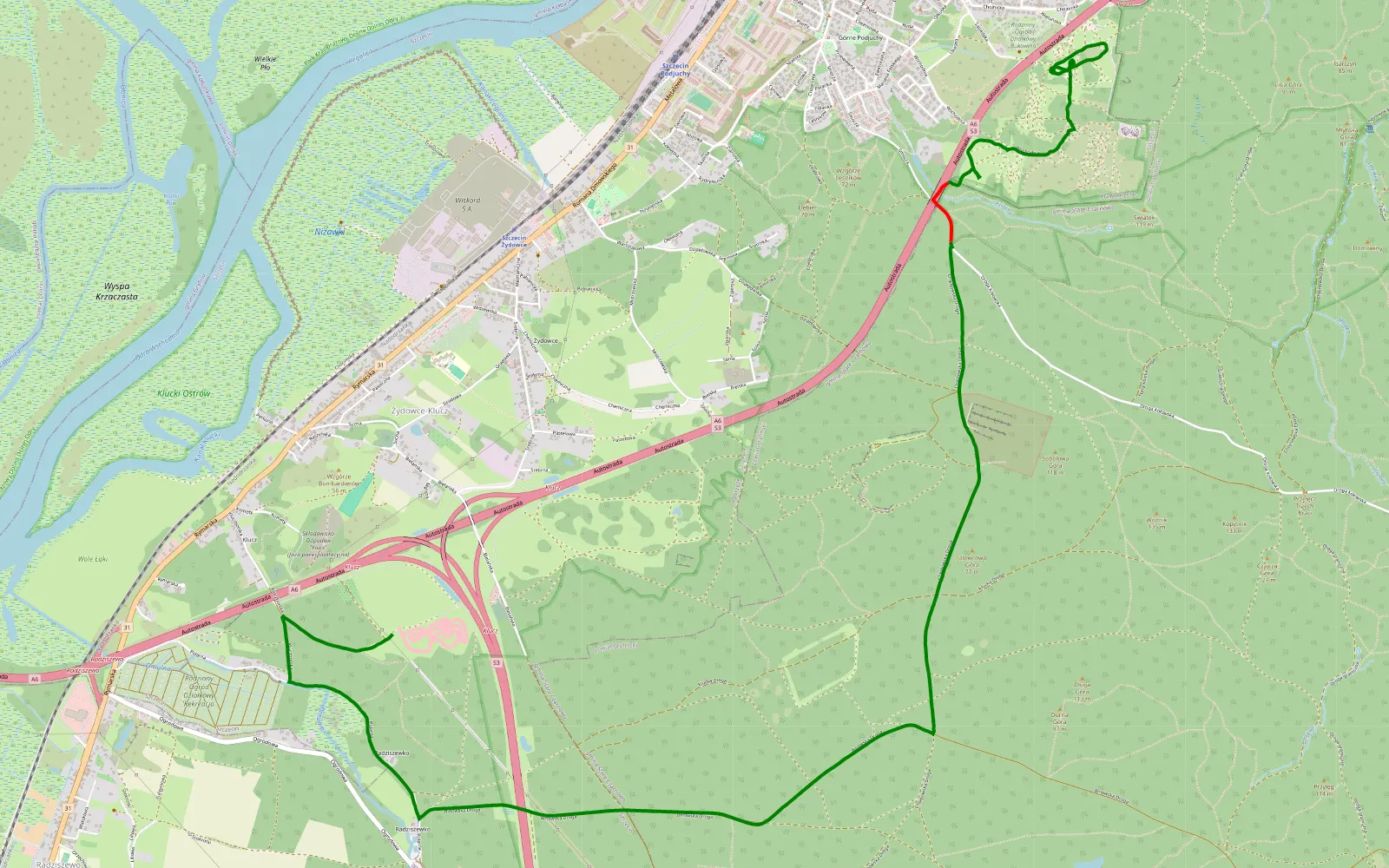 Map of Tor motocrossowy - panorama - 9.6 km offroad trail, Szczecin