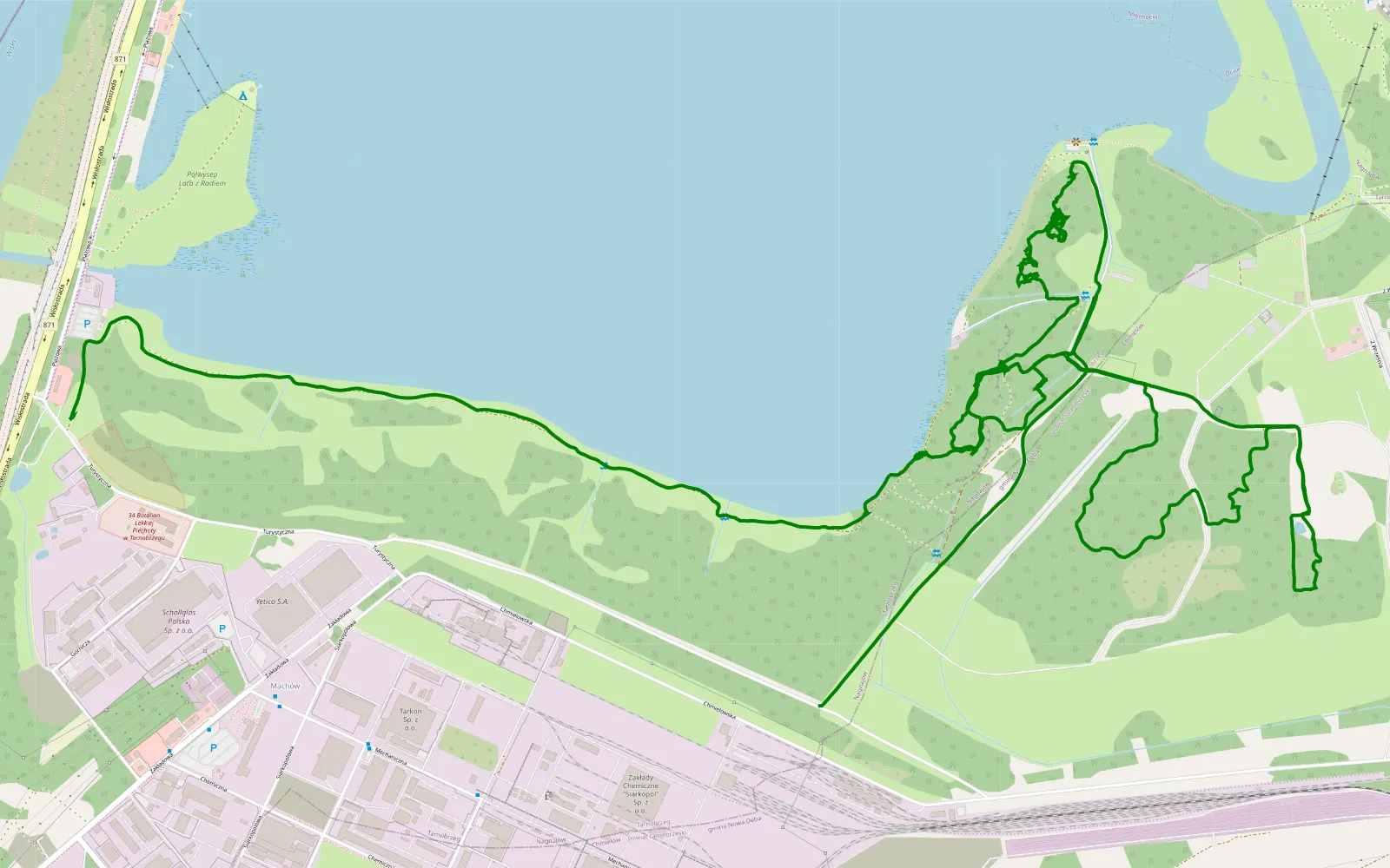 Map of Machów - Nagnajów - 8.7 km offroad trail, Tarnobrzeg