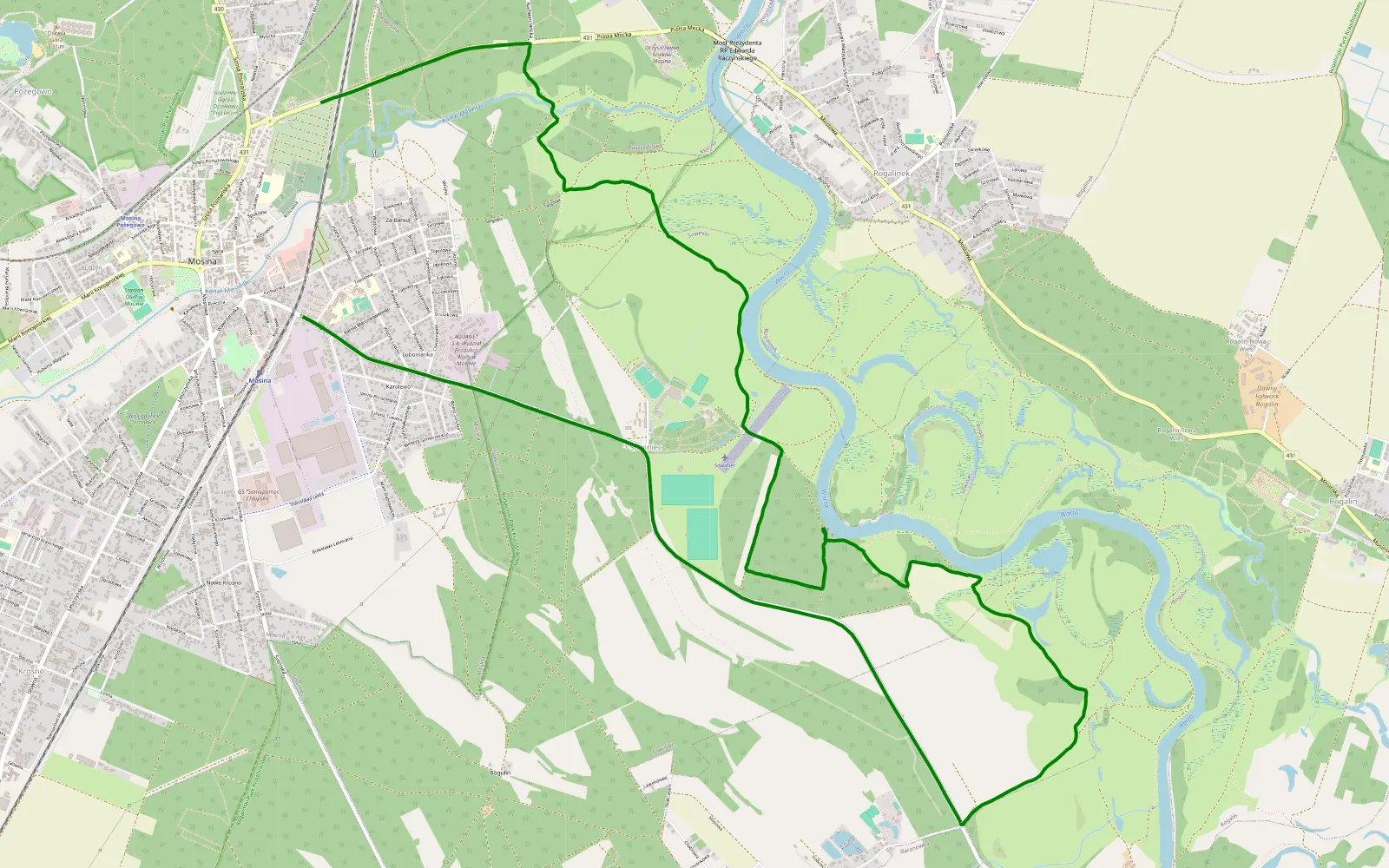 Map of Nad wartą - 7.6 km offroad trail, Poznań County
